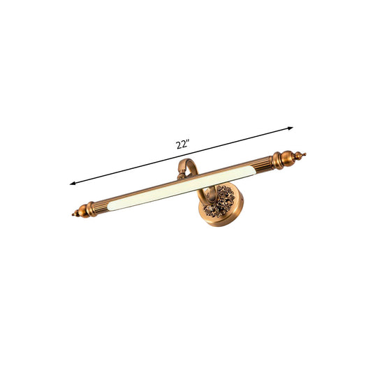 Modern Brass LED Wall Lamp for Vanity Mirror in Warm/White Light - 20"/24" Wide Tubular Design