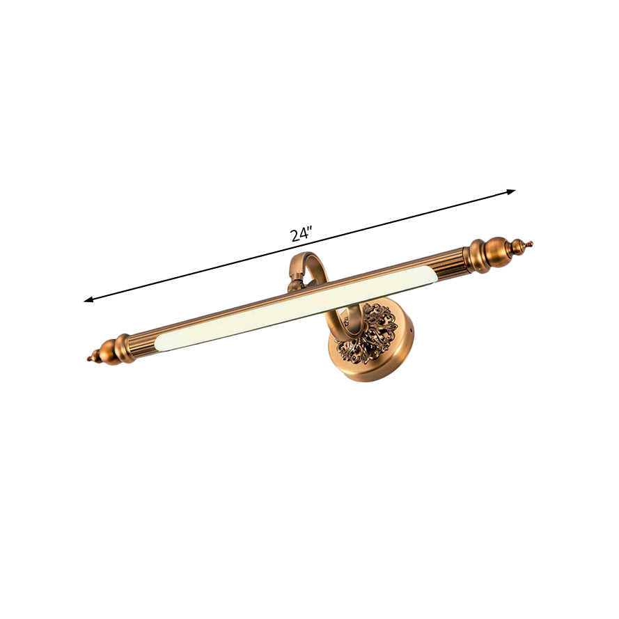 Modern Brass LED Wall Lamp for Vanity Mirror in Warm/White Light - 20"/24" Wide Tubular Design