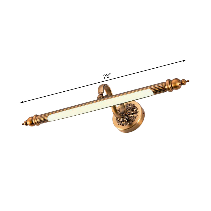 Modern Brass LED Wall Lamp for Vanity Mirror in Warm/White Light - 20"/24" Wide Tubular Design