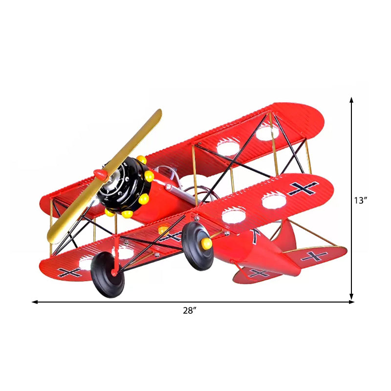 Modern 8-Light Biplane Chandelier for Boys Room - Large Hanging Light Fixture with Milk Glass Shade, L:25in W:27.5in H:8in