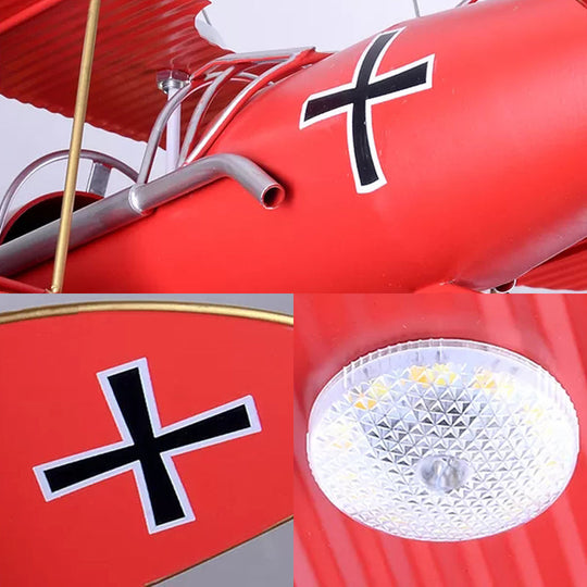Modern 8-Light Biplane Chandelier for Boys Room - Large Hanging Light Fixture with Milk Glass Shade, L:25in W:27.5in H:8in