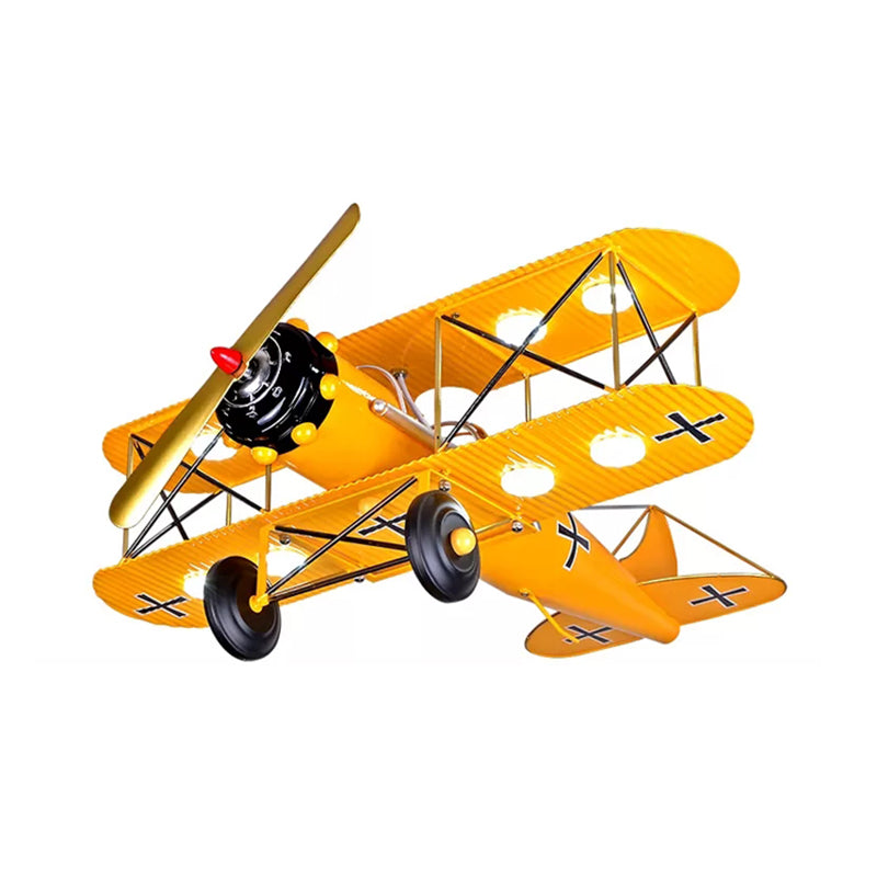 Modern 8-Light Biplane Chandelier for Boys Room - Large Hanging Light Fixture with Milk Glass Shade, L:25in W:27.5in H:8in