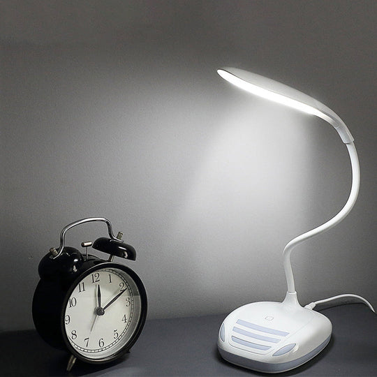 Modern White Silicone Hose Desk Lamp: Touch Sensitive LED Reading Light for Study