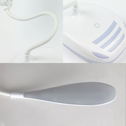 Modern White Silicone Hose Desk Lamp: Touch Sensitive LED Reading Light for Study