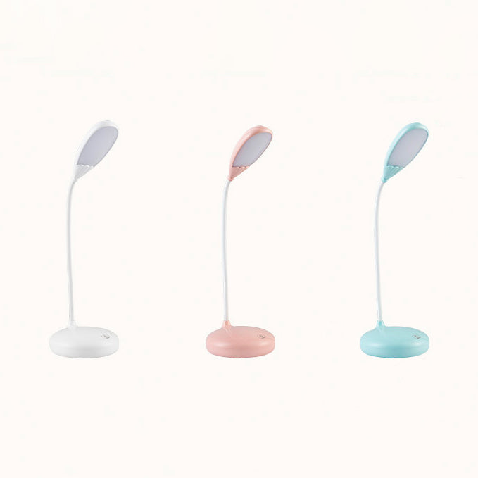 Flexible USB Rechargeable LED Desk Lamp with Touch Control Dimming - Blue/Pink/White, Ideal for Reading