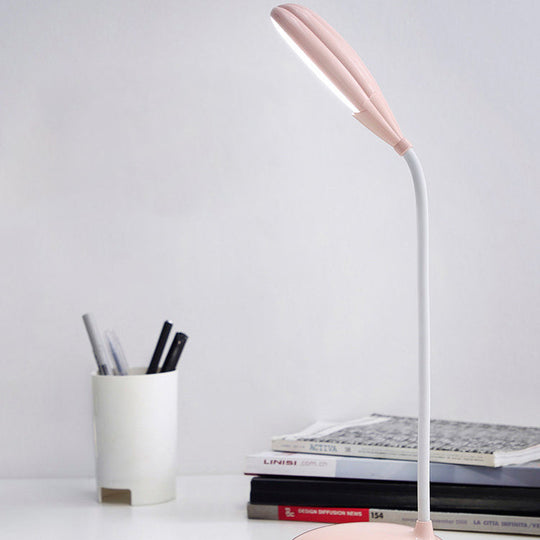 Flexible USB Rechargeable LED Desk Lamp with Touch Control Dimming - Blue/Pink/White, Ideal for Reading
