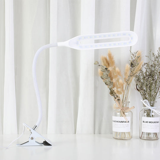 Oblong Shade LED Clip-On Desk Light with Eye-Caring Technology for Reading, Black/White