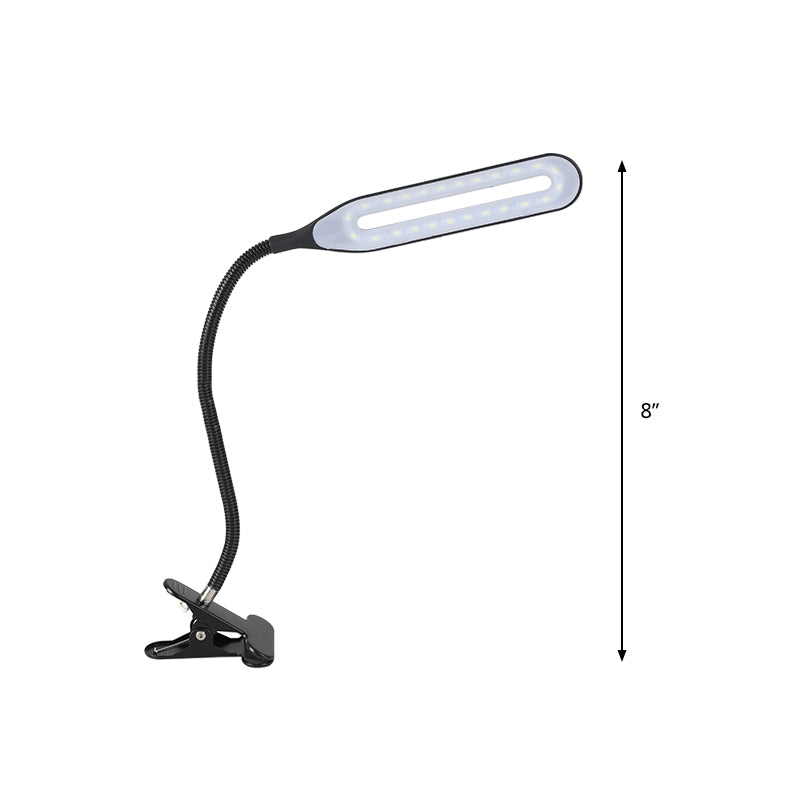 Oblong Shade LED Clip-On Desk Light with Eye-Caring Technology for Reading, Black/White