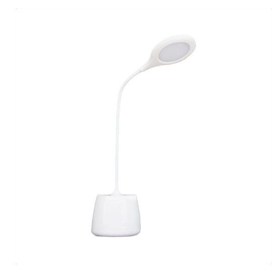 Multi-Colored Round Shade Desk Lamp with USB Charging, LED Reading Light and Pen Holder