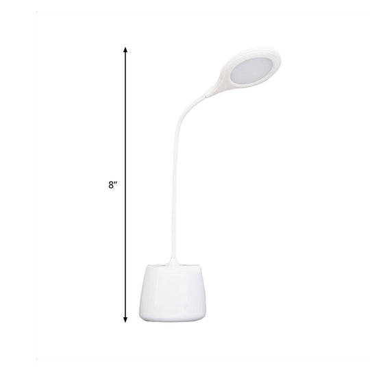 Multi-Colored Round Shade Desk Lamp with USB Charging, LED Reading Light and Pen Holder