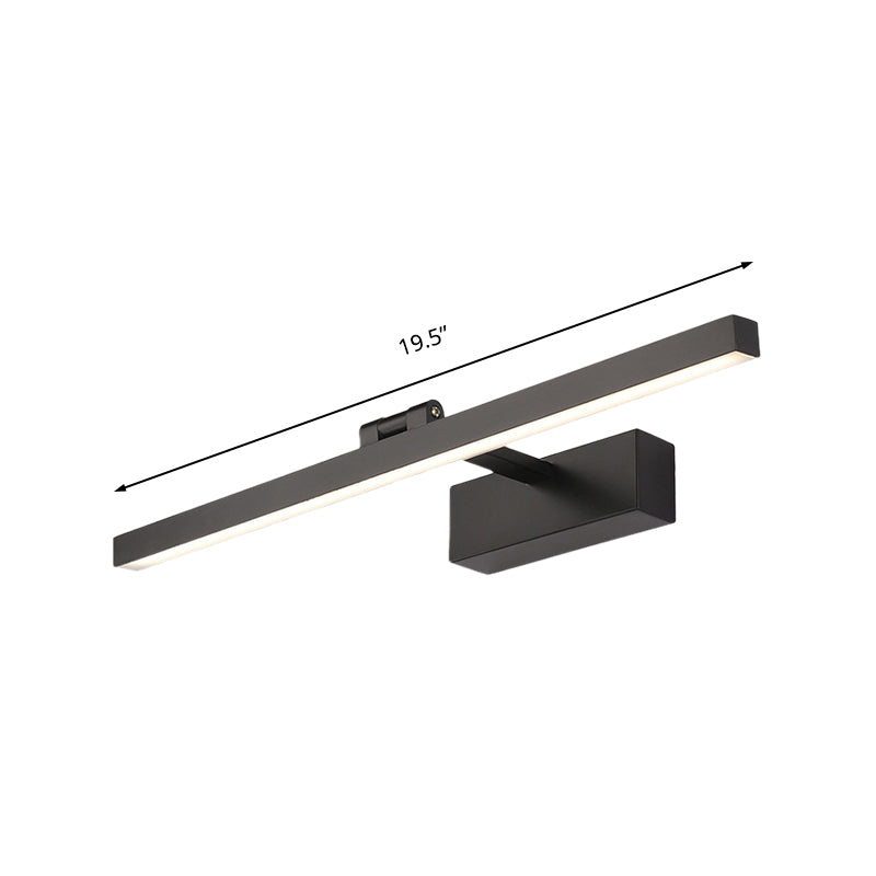 Minimalist Aluminum Wall Lamp - LED Vanity Mirror Light for Bathroom (16"/19.5" W) - Black/White