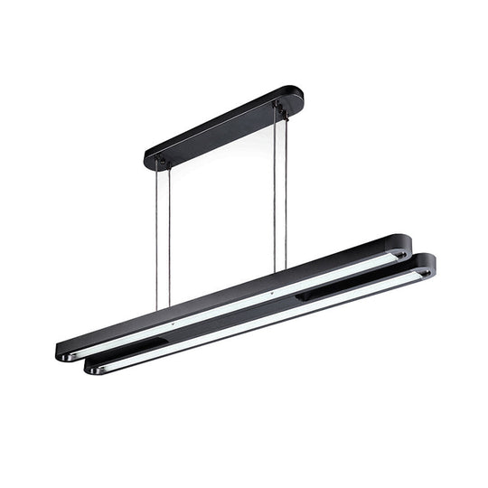 Contemporary Elongated Oval Metal Pendant LED Light - Black with Adjustable White/Warm/Natural Lighting