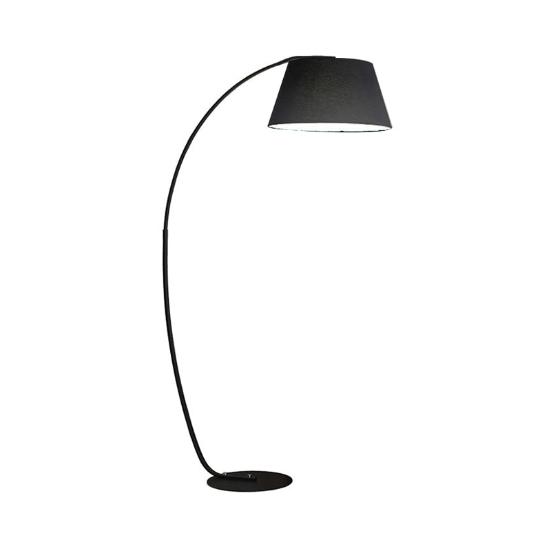 Modern Tapered LED Floor Lamp with Arc Arm in White/Black