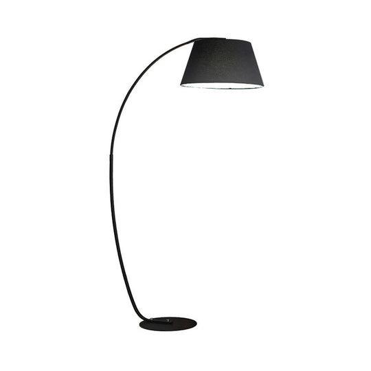 Modern Tapered LED Floor Lamp with Arc Arm in White/Black