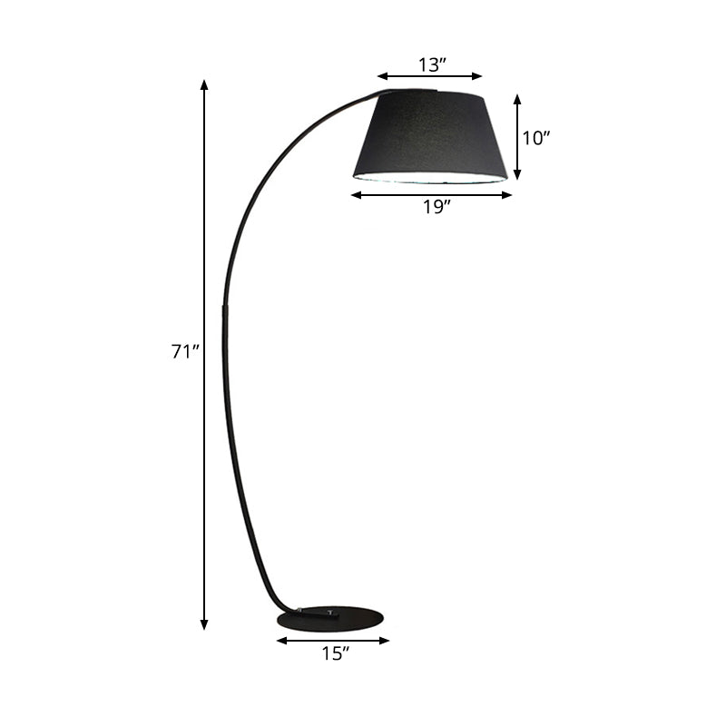 Modern Tapered LED Floor Lamp with Arc Arm in White/Black