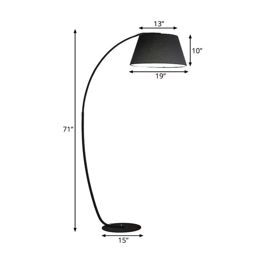 Modern Tapered LED Floor Lamp with Arc Arm in White/Black