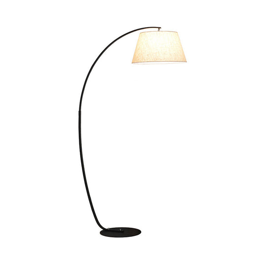 Modern Tapered LED Floor Lamp with Arc Arm in White/Black