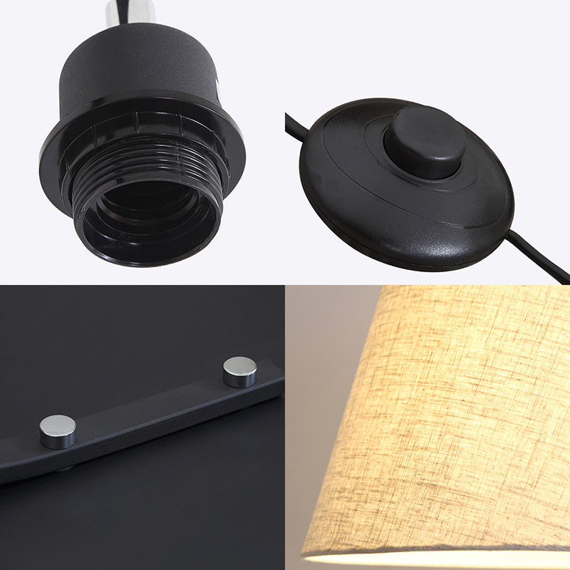 Modern Tapered LED Floor Lamp with Arc Arm in White/Black