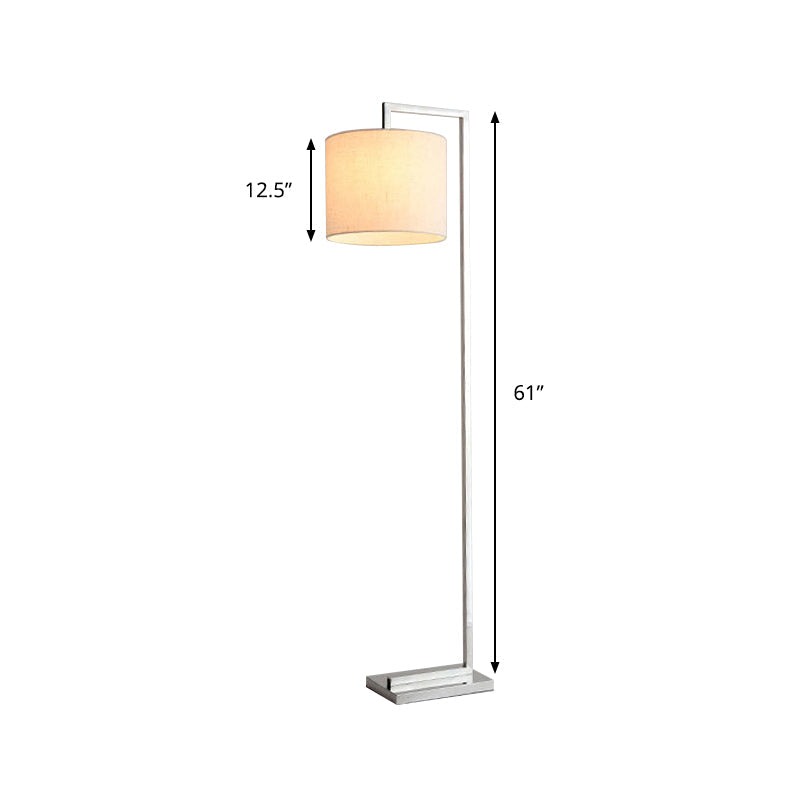 Modern Beige Cylinder Floor Lamp: LED Standing Light for Living Room