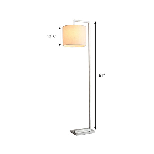 Modern Beige Cylinder Floor Lamp: LED Standing Light for Living Room
