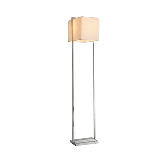 Modern Rectangular Floor Lamp in Beige with Metal Base - Perfect for Reading