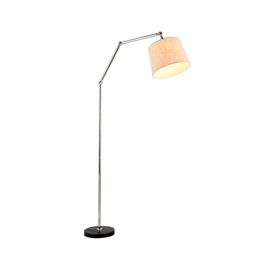 Contemporary LED Floor Lamp in Beige: Adjustable Arm, Tapered Design for Reading