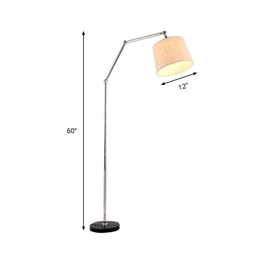Contemporary LED Floor Lamp in Beige: Adjustable Arm, Tapered Design for Reading
