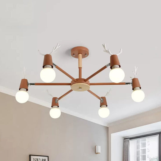 Contemporary Glass Ball Semi Flush Light Fixture for Children's Bedroom Ceiling – Features Antler Design