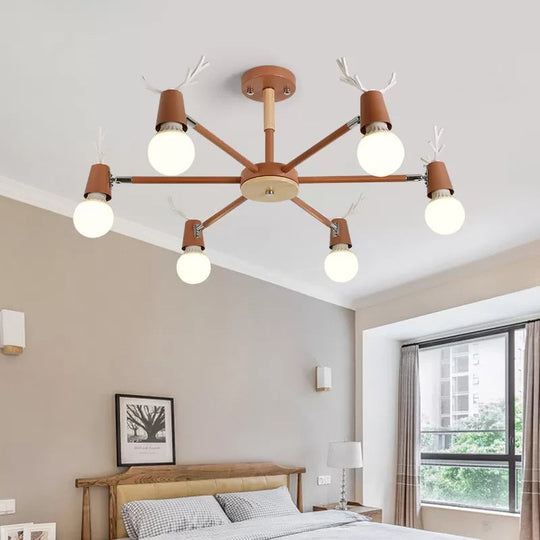 Contemporary Glass Ball Semi Flush Light Fixture for Children's Bedroom Ceiling – Features Antler Design