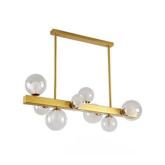 Gold Finish Chandelier with Orb Shade - Post Modern Design, 8 Lights - Perfect for Dining Room