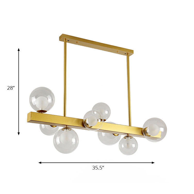 Gold Finish Chandelier with Orb Shade - Post Modern Design, 8 Lights - Perfect for Dining Room