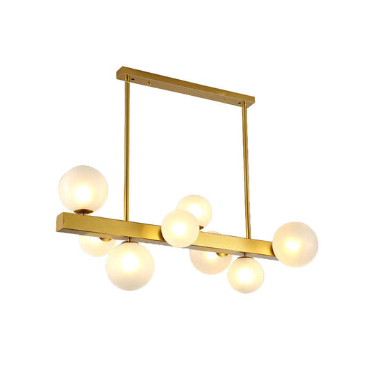 Gold Finish Chandelier with Orb Shade - Post Modern Design, 8 Lights - Perfect for Dining Room