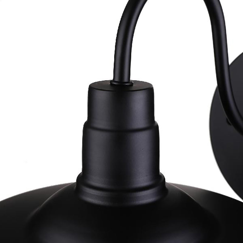 Barn Industrial Metal Wall Light Fixture - 1-Light Black Sconce with Gooseneck Arm and Plug-In Cord