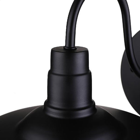 Barn Industrial Metal Wall Light Fixture - 1-Light Black Sconce with Gooseneck Arm and Plug-In Cord