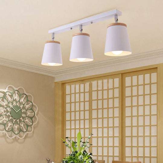 White Rotatable Semi-Flush Mount Ceiling Light – Modern Tapered Shade, Adjustable Metal Fixture