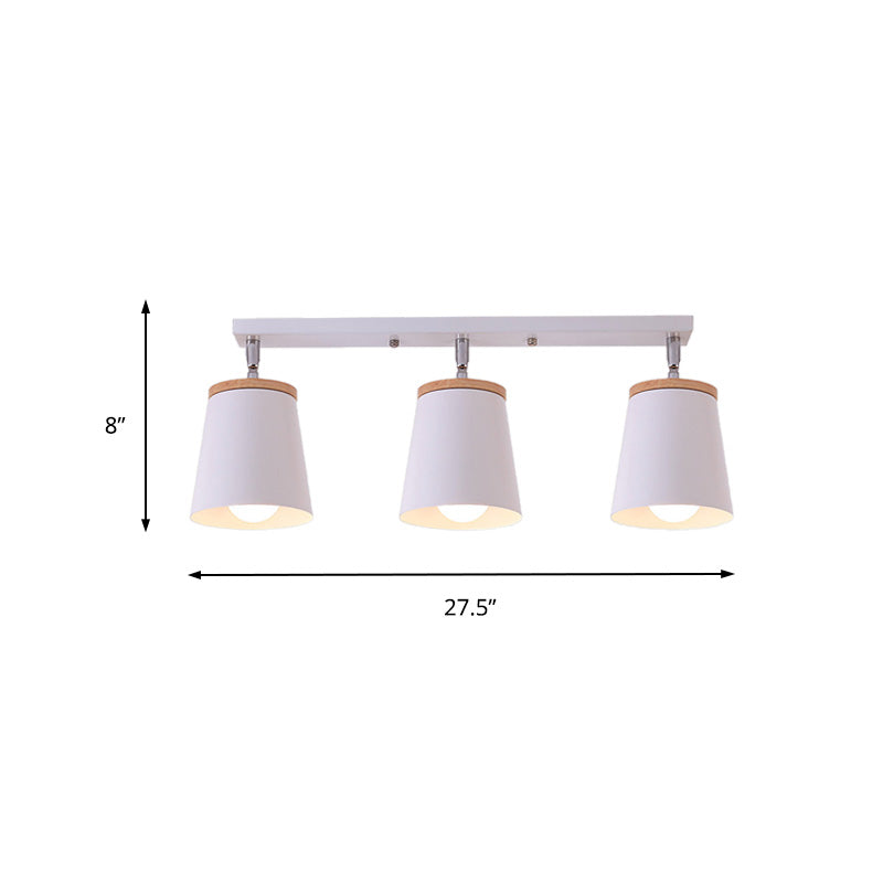White Rotatable Semi-Flush Mount Ceiling Light – Modern Tapered Shade, Adjustable Metal Fixture