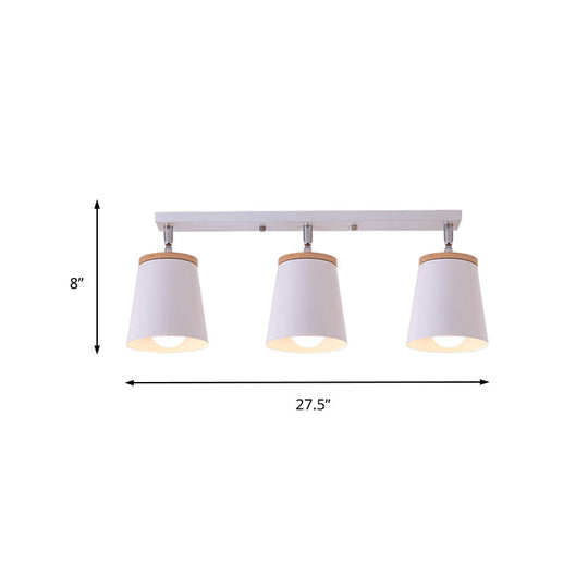 White Rotatable Semi-Flush Mount Ceiling Light – Modern Tapered Shade, Adjustable Metal Fixture