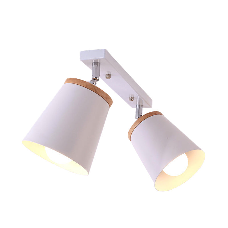 White Rotatable Semi-Flush Mount Ceiling Light – Modern Tapered Shade, Adjustable Metal Fixture