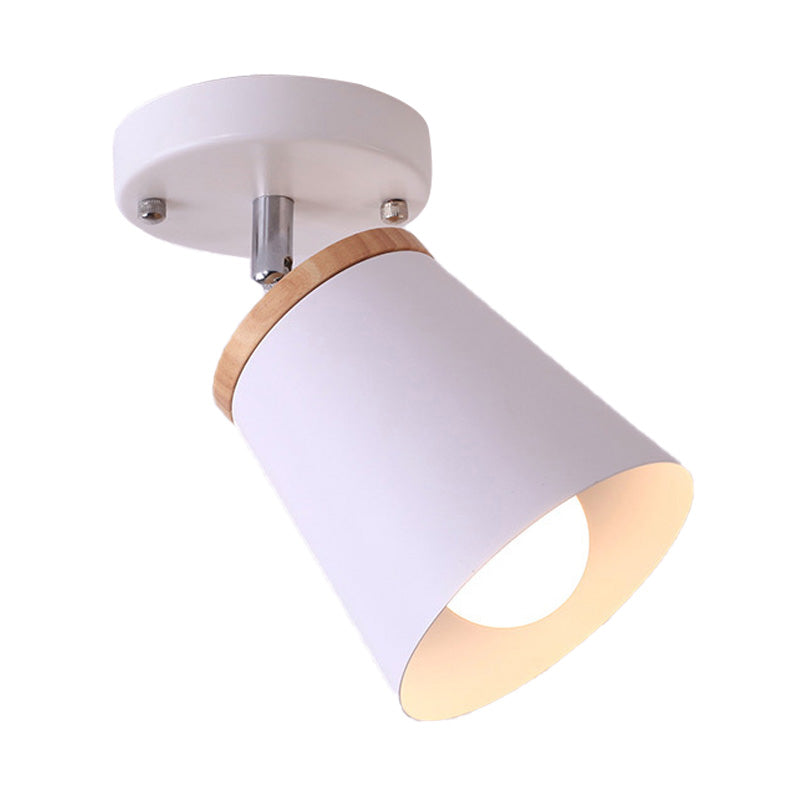 White Rotatable Semi-Flush Mount Ceiling Light – Modern Tapered Shade, Adjustable Metal Fixture