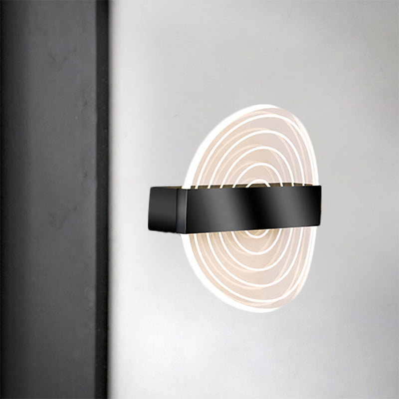 Modern Black/Gold Acrylic Circle LED Wall Sconce for Living Room
