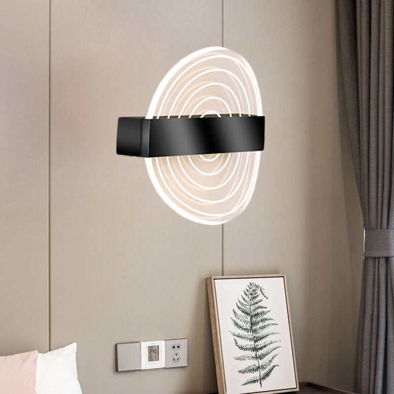 Modern Black/Gold Acrylic Circle LED Wall Sconce for Living Room