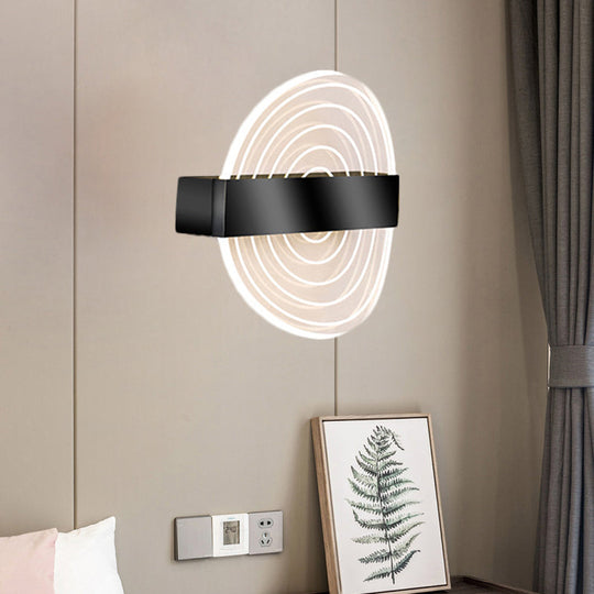Modern Black/Gold Acrylic Circle LED Wall Sconce for Living Room