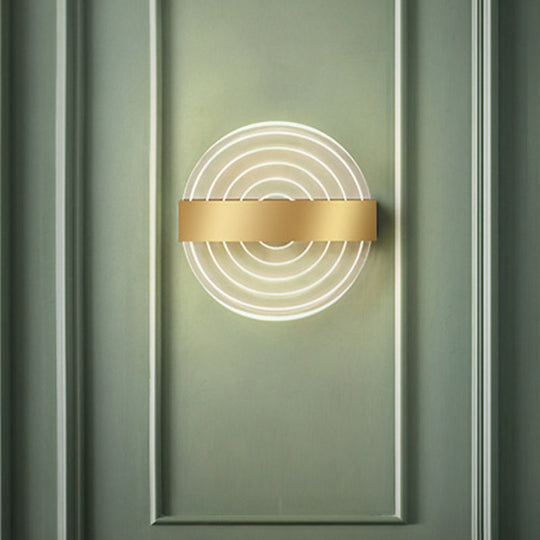 Modern Black/Gold Acrylic Circle LED Wall Sconce for Living Room