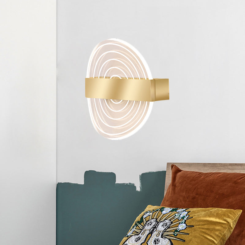 Modern Black/Gold Acrylic Circle LED Wall Sconce for Living Room