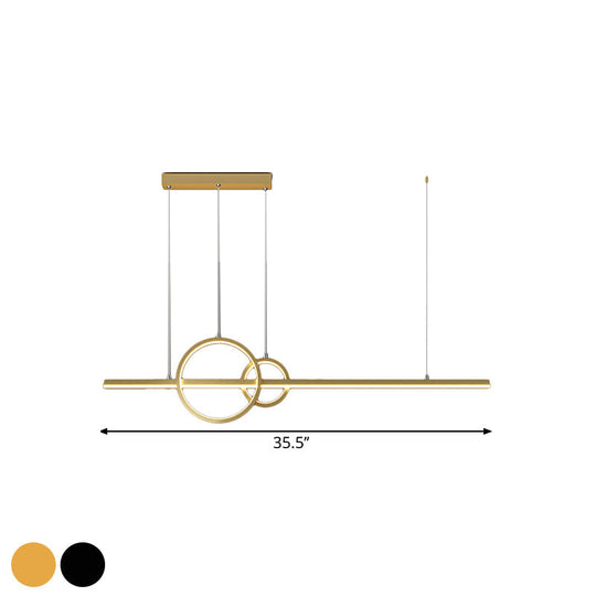 Modern Black/Gold Metallic LED Multi-Pendant Chandelier with Warm/White Light