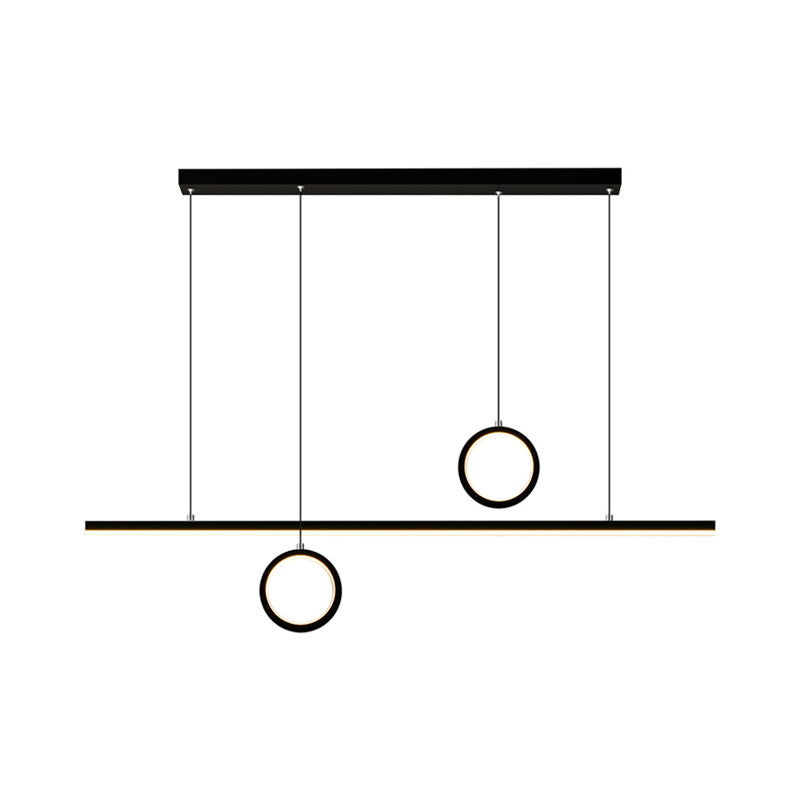 Linear Metal LED Chandelier with Multiple Hanging Lights in Black/Gold, Warm/White