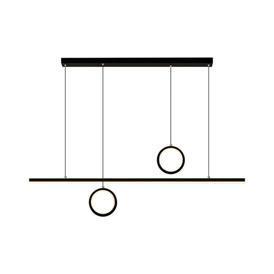 Linear Metal LED Chandelier with Multiple Hanging Lights in Black/Gold, Warm/White