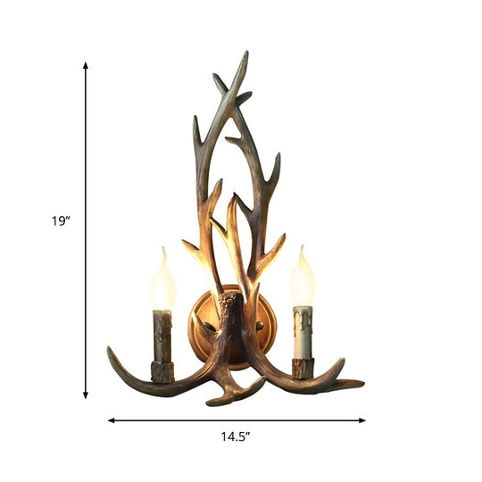 Deer Horn Resin Open Bulb Wall Lamp - 1 Light Lodge Country Sconce Light for Kitchen