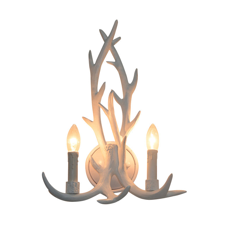 Deer Horn Resin Open Bulb Wall Lamp - 1 Light Lodge Country Sconce Light for Kitchen