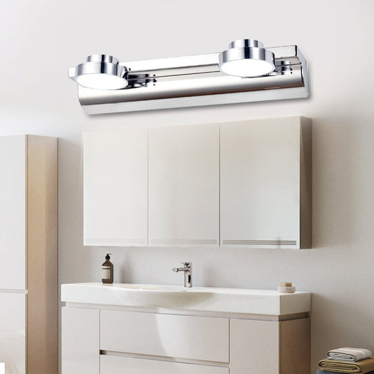 Contemporary Round Wall Lamp - Stainless Steel with 2/3 Lights and Warm/White Light, Silver Finish, Acrylic Shade